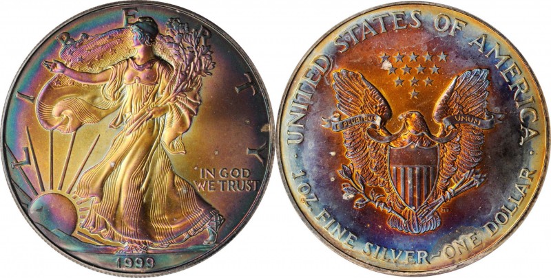 1999 Silver Eagle. MS-64 (ANACS).
PCGS# 9947. NGC ID: 26JX.
Estimate: $100.00