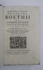 BOEZIO Severino. De consolatione philosophiae libri V… Patavii, Josephus Cominus, 1744 Typographical sign engraved in copper on the title page and Vol...