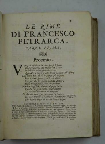 PETRARCA Francesco. Le Rime di Francesco Petrarca. Riscontrate co i Testi a penn...