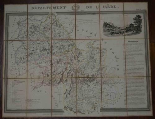 ANONYMOUS. Département de l'Isère. Paris, 1840 ca Paper cm. 54 x 70. Large topog...