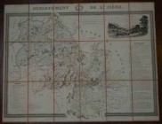ANONYMOUS. Département de l'Isère. Paris, 1840 ca Paper cm. 54 x 70. Large topographical map in lithography with colored borders and beautiful view of...