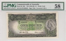 Australia, 1 Pound, 1953/1960, AUNC,p30
PMG 58, Portrait of Queen Elizabeth II
Serial Number: HA 79 026848
Estimate: 125 - 250 USD