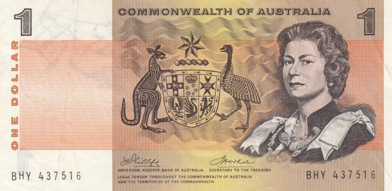 Australia, 1 Dollar, 1972, XF (-),p37d
Commonwealth of Australia
Serial Number...
