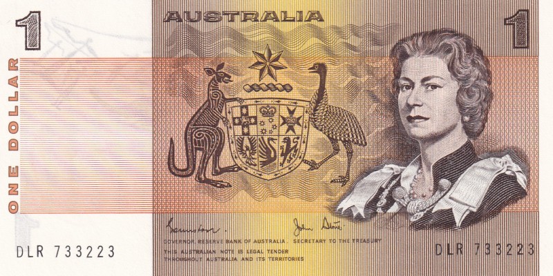 Australia, 1 Dollar, 1982, UNC,p42d

Serial Number: DLR 733223
Estimate: 15 -...