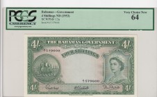 Bahamas, 4 Shillings, 1953, UNC,p13a
PCGS 64, Portrait of Queen Elizabeth II
Serial Number: A/1 579600
Estimate: 300 - 600 USD