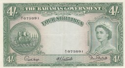 Bahamas, 4 Shillings, 1953, XF,p13a

Serial Number: A/1 075091
Estimate: 200 - 400 USD