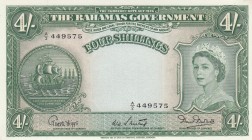 Bahamas, 4 Shillings, 1954, UNC,p13b

Serial Number: A/2 449575
Estimate: 400 - 800 USD