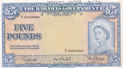 Bahamas, 5 Pounds, 1953, AUNC,p16as, SPECİMEN

Serial Number: A/1 000000
Estimate: 2000 - 4000 USD