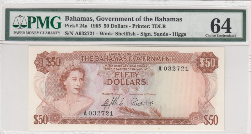 Bahamas, 50 Dollars, 1965, UNC,p24a
PMG 64
Serial Number: A 032721
Estimate: ...