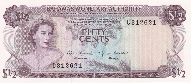 Bahamas, 1/2 Dollar, 1968, UNC,p26a

Serial Number: C 312621
Estimate: 50 - 1...