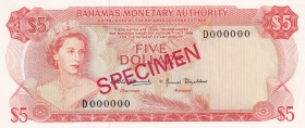 Bahamas, 5 Dollars, 1968, UNC,p29s, SPECİMEN

Serial Number: D 000000
Estimate: 175 - 350 USD