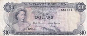 Bahamas, 10 Dollars, 1968, VF,p30a

Serial Number: C 685633
Estimate: 300 - 600 USD