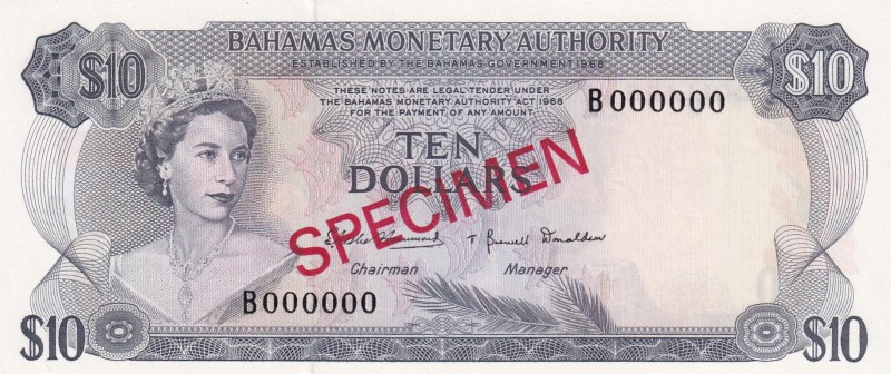 Bahamas, 10 Dollars, 1968, UNC,p30s, SPECİMEN

Serial Number: B 000000
Estima...