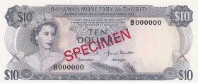 Bahamas, 10 Dollars, 1968, UNC,p30s, SPECİMEN

Serial Number: B 000000
Estimate: 200 - 400 USD