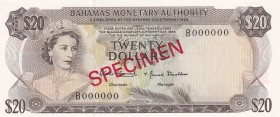 Bahamas, 20 Dollars, 1968, UNC,p31s, SPECİMEN

Serial Number: B 000000
Estimate: 225 - 450 USD