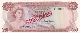Bahamas, 50 Dollars, 1968, UNC,p32s, SPECİMEN

Serial Number: A 000000
Estimate: 300 - 600 USD