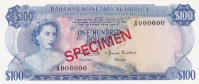 Bahamas, 100 Dollars, 1968, UNC,p33s, SPECİMEN

Serial Number: A 000000
Estimate: 500 - 1000 USD