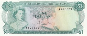 Bahamas, 1 Dollar, 1974, UNC,p35a

Serial Number: X 428357
Estimate: 30 - 60 USD