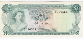 Bahamas, 1 Dollar, 1974, XF,p35b
Portrait of Queen Elizabeth II
Serial Number: T/I 096551
Estimate: 20 - 40 USD