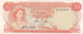 Bahamas, 5 Dollars, 1974, AUNC,p37b

Serial Number: L 123995
Estimate: 75 - 150 USD