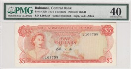 Bahamas, 5 Dollars, 1974, VF,p37b
PMG 40
Serial Number: L103758
Estimate: 200 - 400 USD