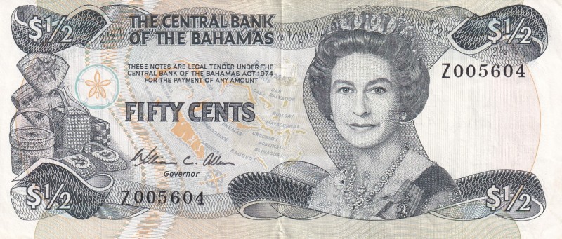Bahamas, 1/2 dollar, 1994, XF (+),p42r, REPLACEMENT

Serial Number: Z 005604
...