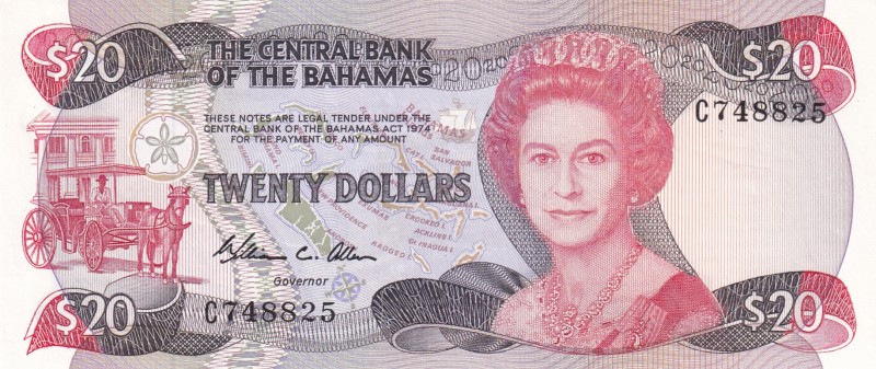 Bahamas, 20 Dollars, 1984, UNC,p47a

Serial Number: C 748825
Estimate: 400 - ...