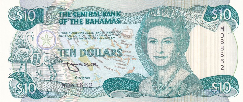 Bahamas, 10 Dollars, 1992, UNC,p53

Serial Number: M 068662
Estimate: 225 - 4...