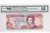 Bahamas, 50 Dollars, 1992, AUNC,p55
PMG 55
Serial Number: E 469119
Estimate: 1000 - 2000 USD
