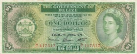 Belize, 1 Dollar, 1975, VF,p33b
Portrait of Queen Elizabeth II
Serial Number: A/1 417517
Estimate: 50 - 100 USD