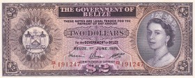 Belize, 2 Dollars, 1975, UNC,p34b

Serial Number: B/1 191247
Estimate: 200 - 400 USD
