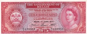 Belize, 5 Dollars, 1975, UNC,p35a

Serial Number: C/1 139953
Estimate: 225 - 450 USD