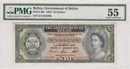 Belize, 10 Dollars, 1976, AUNC,p36c
PMG 55, Portrait of Queen Elizabeth II
Serial Number: D/2 644206
Estimate: 400 - 800 USD