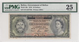 Belize, 10 Dollars, 1976, VF,p36c
PMG 25, Portrait of Queen Elizabeth II, Have some stain
Serial Number: D/2 647736
Estimate: 300 - 600 USD