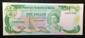 Belize, 1 Dollar, 1980, UNC (-),p38a
The upper left corner of the banknote is accidentally cut with about 2 cm scissors
Serial Number: A/3 527185
E...