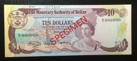 Belize, 10 Dollars, 1980, AUNC,p40as, SPECİMEN

Serial Number: P/1 00000
Estimate: 400 - 800 USD