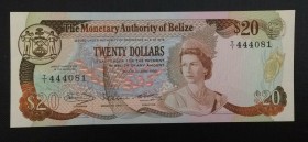 Belize, 20 Dollars, 1980, UNC,p41a

Serial Number: T/1 444081
Estimate: 1000 - 2000 USD