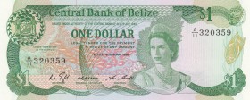 Belize, 1 Dollar, 1986, UNC,p46b

Serial Number: A/11 320359
Estimate: 25 - 50 USD