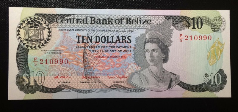 Belize, 10 Dollars, 1987, UNC,p48a

Serial Number: P/5 210990
Estimate: 250 -...