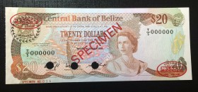 Belize, 20 Dollars, 1986, UNC,p49as, SPECİMEN

Serial Number: T/S 000000
Estimate: 200 - 400 USD