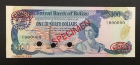 Belize, 100 Dollars, 1983, UNC,p50as, SPECİMEN

Serial Number: X/1 000000
Estimate: 1250 - 2500 USD