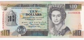 Belize, 10 Dollars, 1982, UNC,p54a
Portrait of Queen Elizabeth II
Serial Number: AA398838
Estimate: 60 - 120 USD