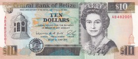 Belize, 10 Dollars, 1991, UNC,p54b

Serial Number: AB 482001
Estimate: 100 - 200 USD