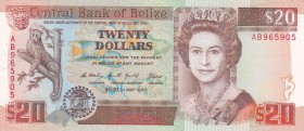 Belize, 20 Dollars, 1990, UNC,p55a

Serial Number: AB 965905
Estimate: 175 - 300 USD