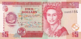 Belize, 5 Dollars, 2002, UNC,p61b
Low serial number
Serial Number: CD 0005184
Estimate: 20 - 40 USD