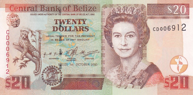 Belize, 20 Dollars, 2000, UNC,p63b

Serial Number: CD 006912
Estimate: 75 - 1...