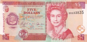 Belize, 5 Dollars, 2005, UNC,p67b

Serial Number: DD 233835
Estimate: 30 - 60 USD