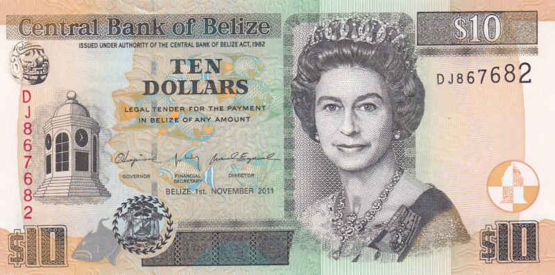 Belize, 10 Dollars, 2011, UNC,p68d

Serial Number: DJ 867682
Estimate: 25 - 5...