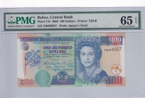 Belize, 100 Dollars, 2006, UNC,p71b
PMG 65 EPQ
Serial Number: DB 689927
Estimate: 200 - 400 USD