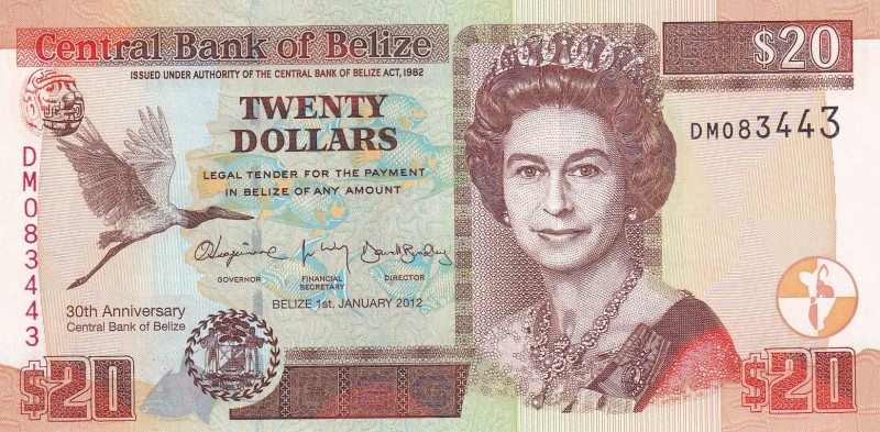 Belize, 20 Dollars, 2012, UNC,p72

Serial Number: DM 083443
Estimate: 40 - 80...